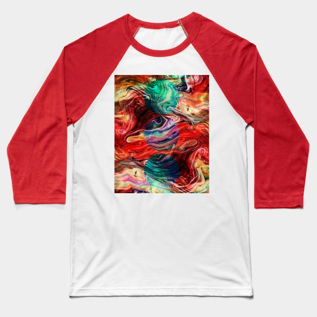 Colorful Abstract Fluidic Pattern Baseball T-Shirt by StudioGrafiikka